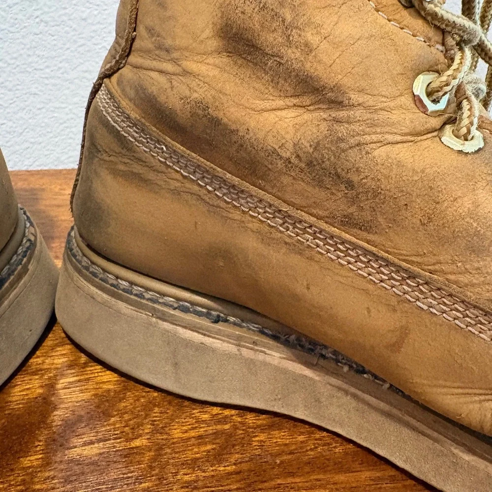 DieHard Work Boots Tan Leather Lace Up‎ Lace Up Cap Toe Mens Workwear Size 7.5 D